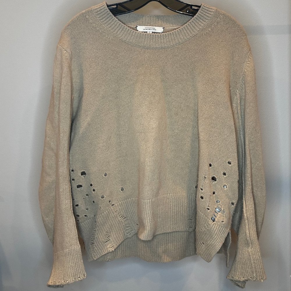 Dorothee Schumacher Size 3 Tan Pullover Sweater Distressed